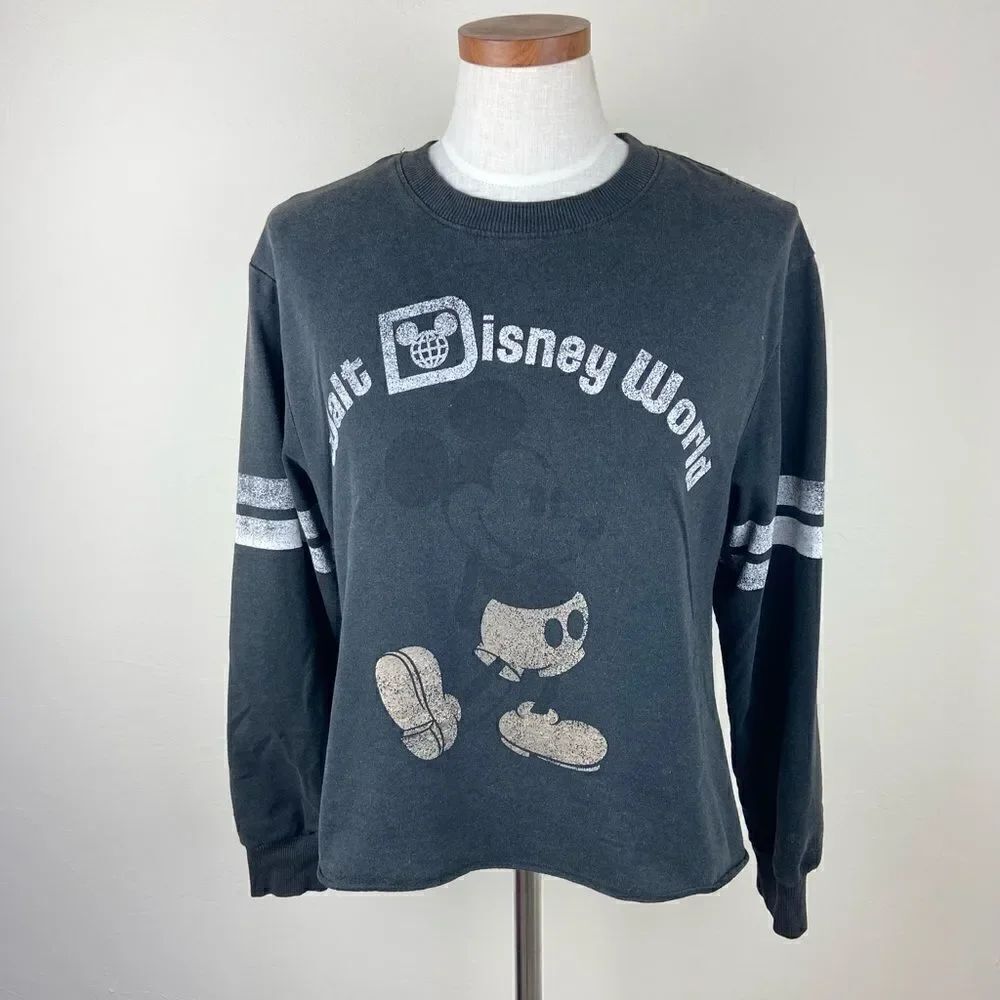 Disney Mickey Mouse Raw Hem Long Sleeve Top